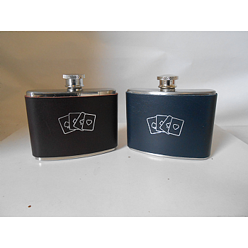 Hip Flask - 4oz Embossed Silver