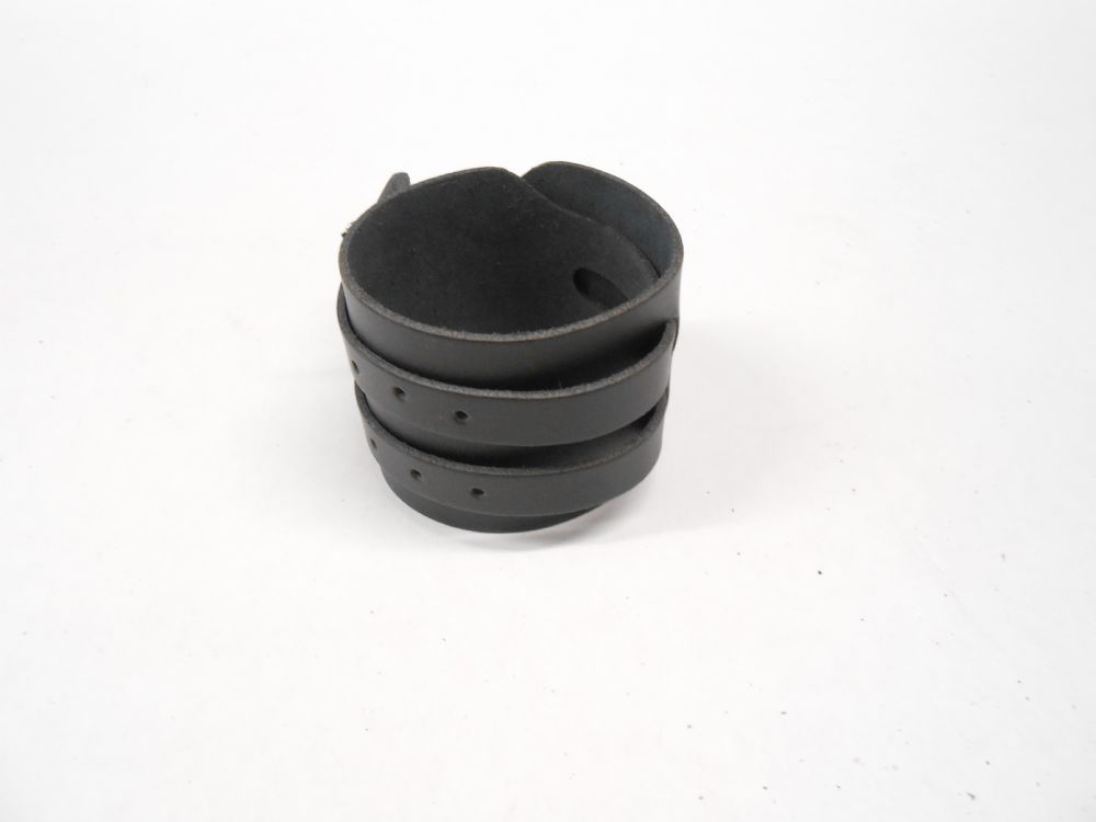 Leather Wrist Cuff - Twin Strap (Black )