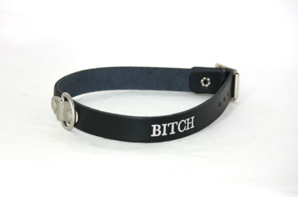 X1 Leather Slave/Bitch Choker w/ D-RING (Bitch )